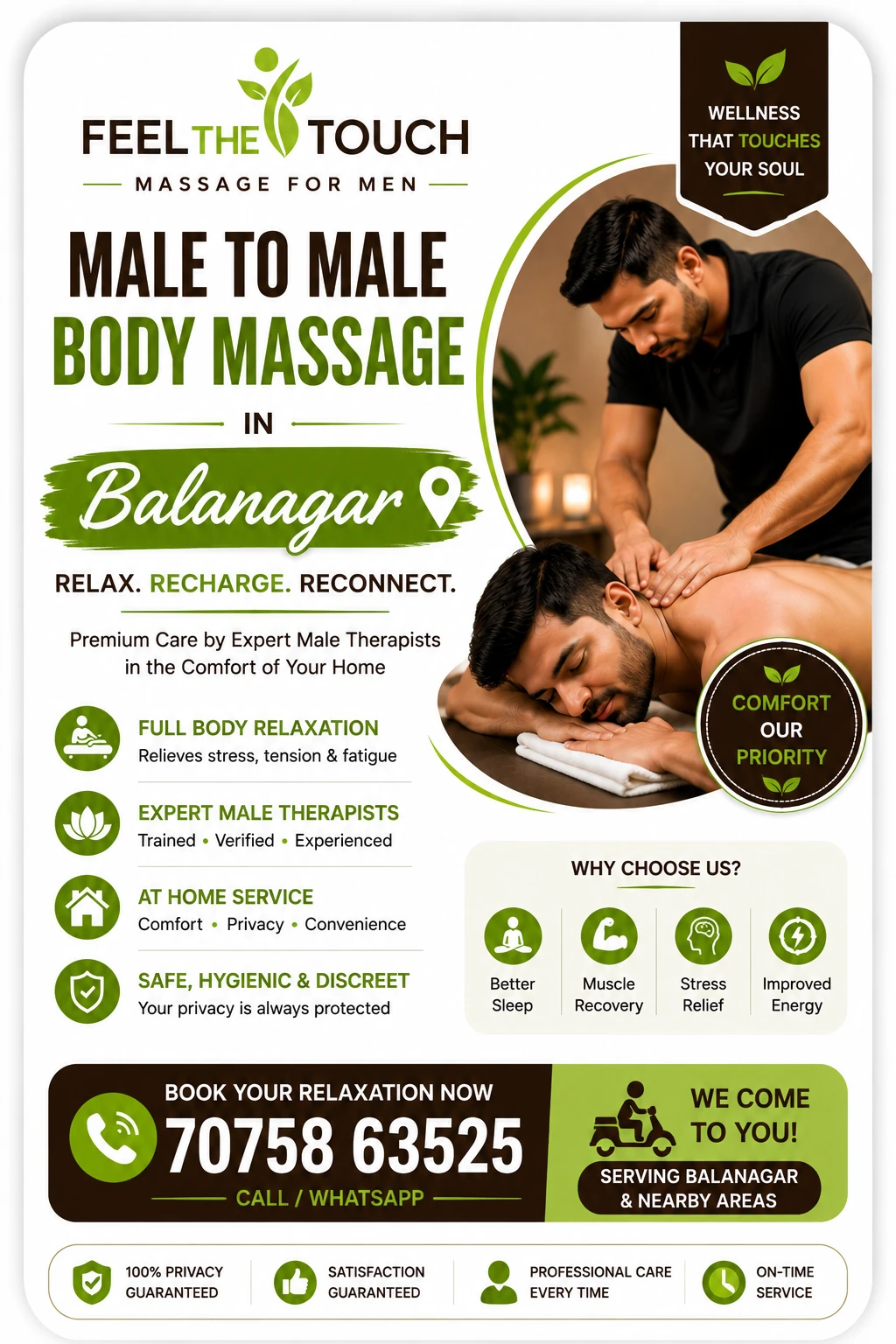 Male to male body massage in Balanagar Hyderabad – FEEL THE TOUCH – 7075863525