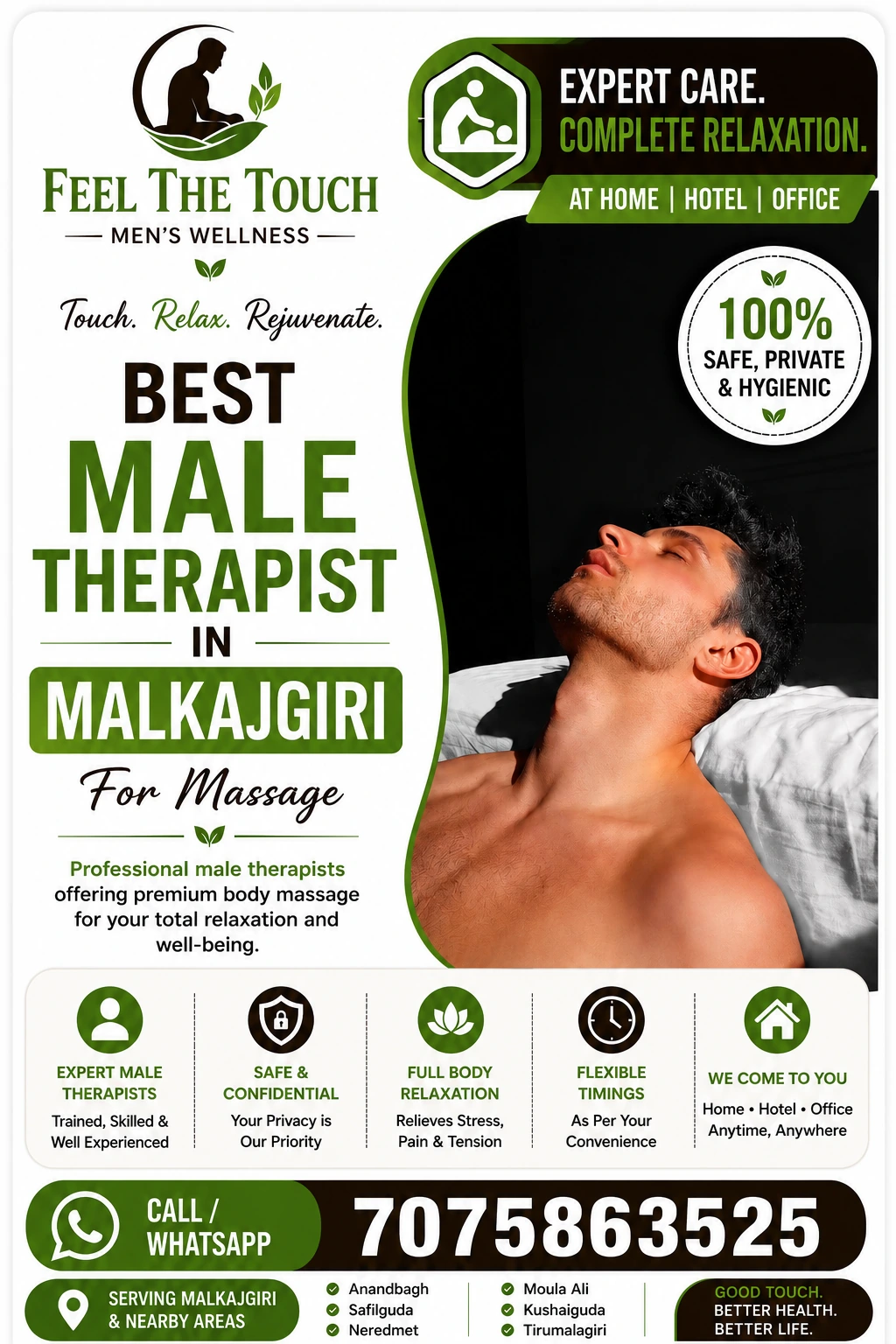 Best male therapist in Malkajgiri for massage – FEEL THE TOUCH – 7075863525