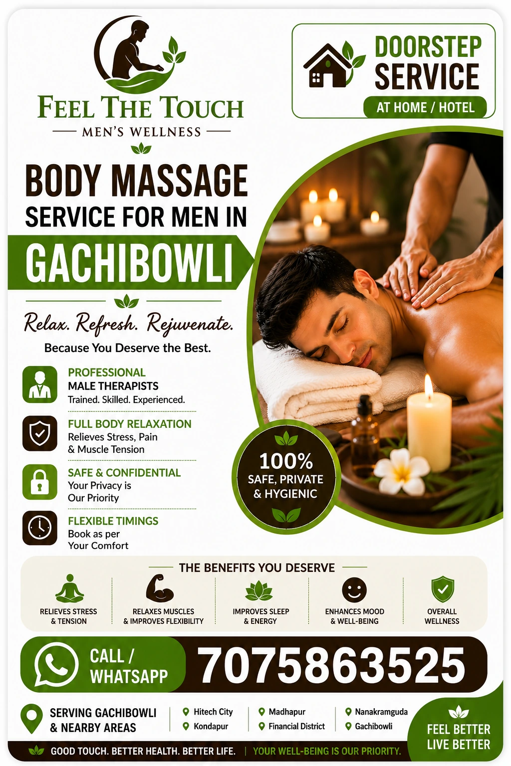 Body massage service for men in Gachibowli Hyderabad – FEEL THE TOUCH – 7075863525