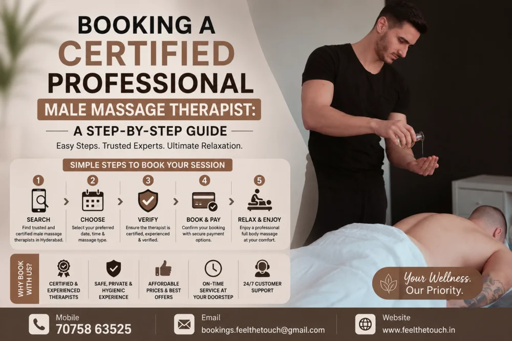 Booking a Certified Professional Male Massage Therapist – Step-by-Step Guide | FEEL THE TOUCH Home Massage Services | Call 7075863525