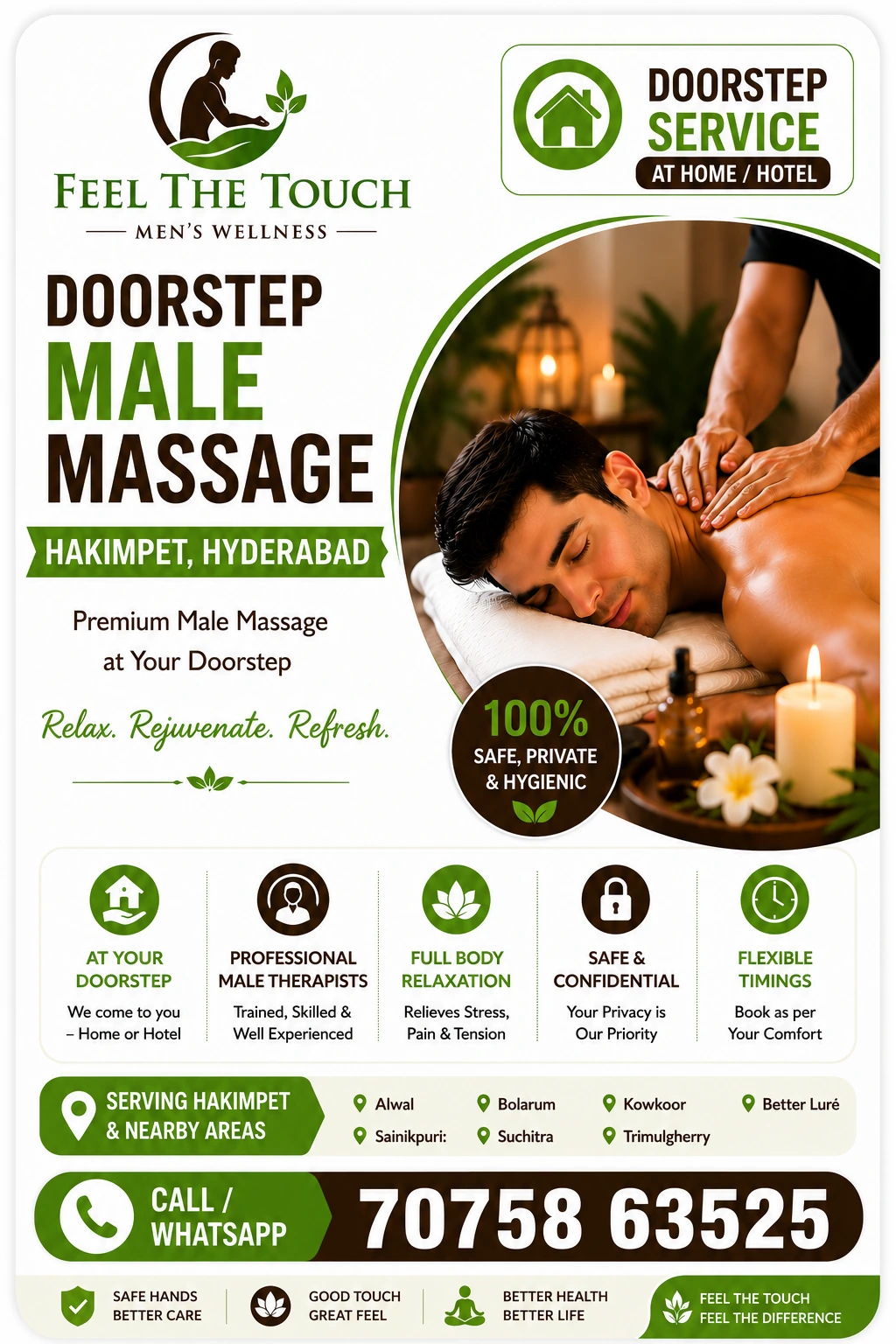 Doorstep male massage in Hakimpet Hyderabad – FEEL THE TOUCH – 7075863525