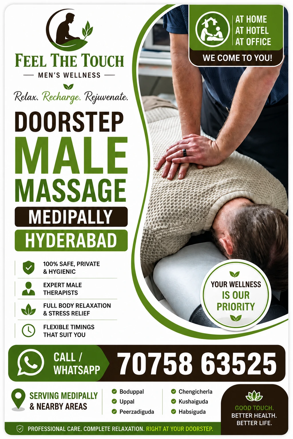 Doorstep male massage in Medipally Hyderabad – FEEL THE TOUCH – 7075863525