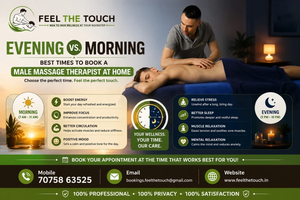 Evening vs. Morning: Best Times to Book a Male Massage Therapist at Home | FEEL THE TOUCH Home Massage Services | Call 7075863525