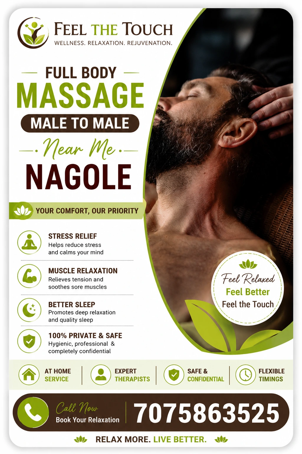 Full body massage male to male near me in Nagole Hyderabad – FEEL THE TOUCH – 7075863525