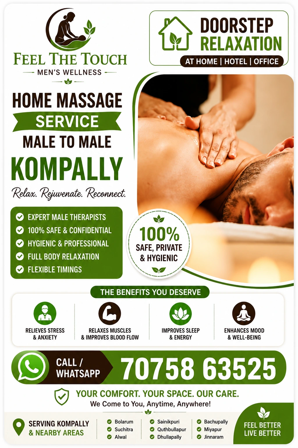 Home massage service for men in Kompally Hyderabad – FEEL THE TOUCH – 7075863525