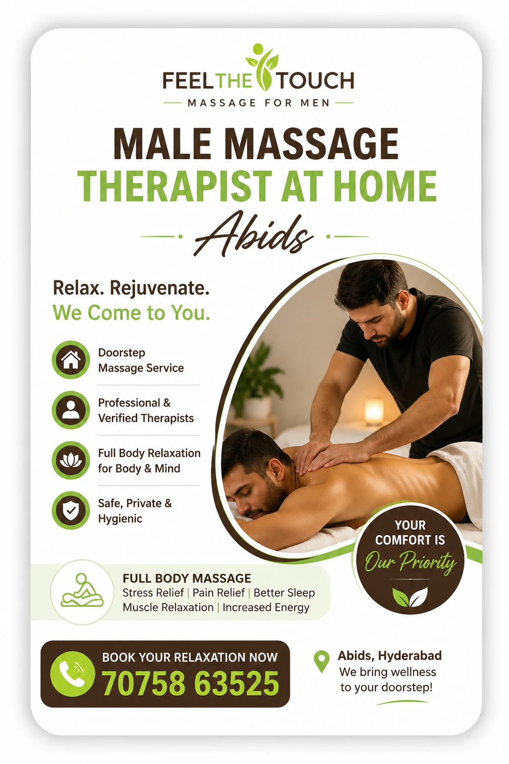 Male massage therapist at home Abids – FEEL THE TOUCH