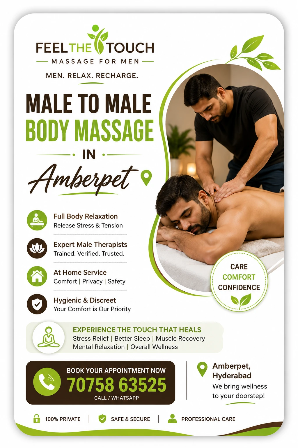 Male to male body massage in Amberpet Hyderabad – FEEL THE TOUCH – 7075863525