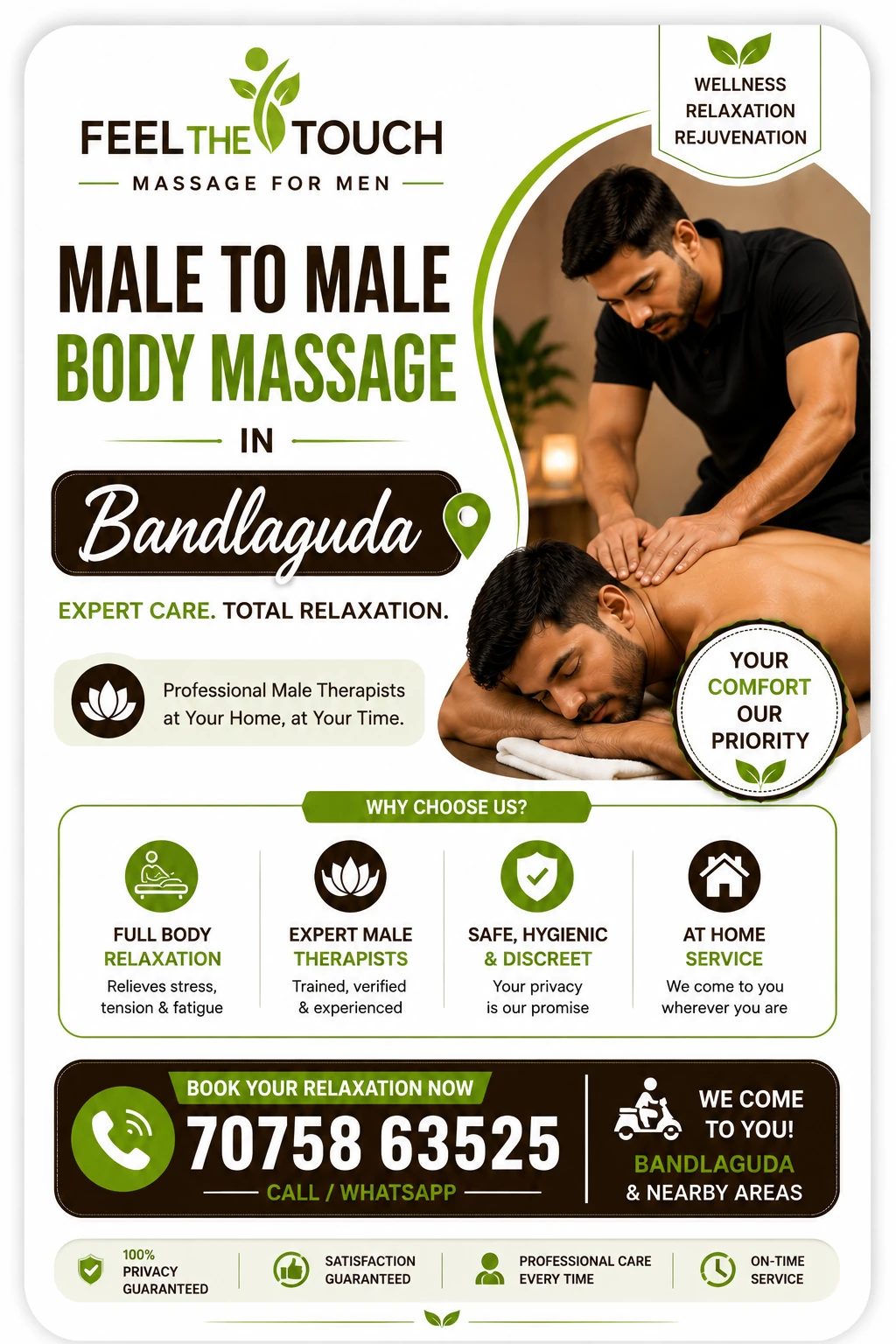 Male to male body massage in Bandlaguda Hyderabad – FEEL THE TOUCH – 7075863525
