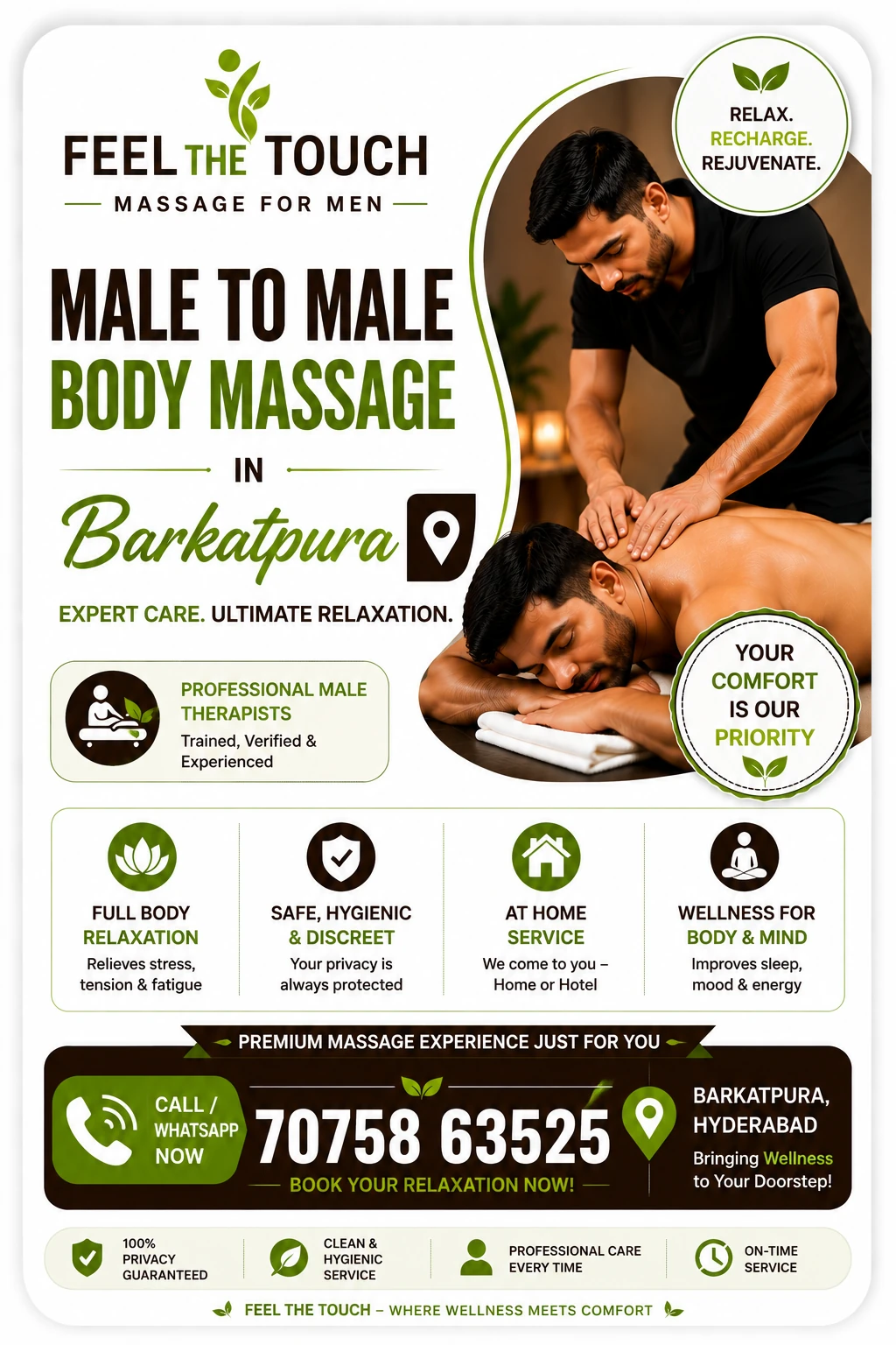 Male to male body massage in Barkatpura Hyderabad – FEEL THE TOUCH – 7075863525