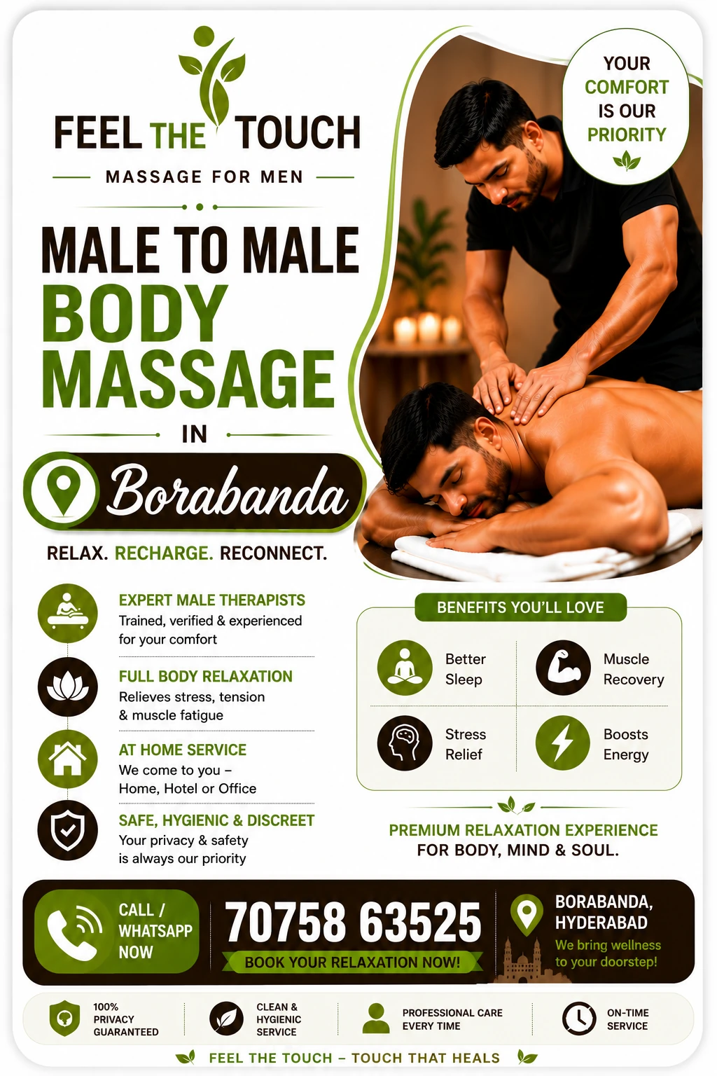 Male to male body massage in Borabanda Hyderabad – FEEL THE TOUCH – 7075863525