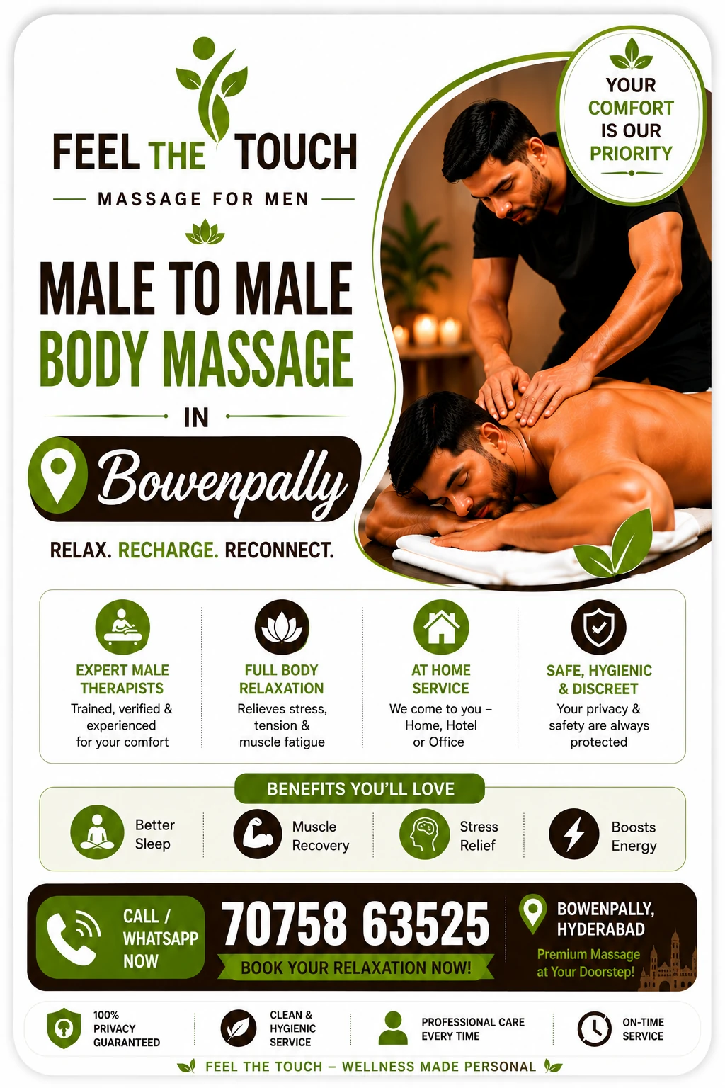 Male to male body massage in Bowenpally Hyderabad – FEEL THE TOUCH – 7075863525