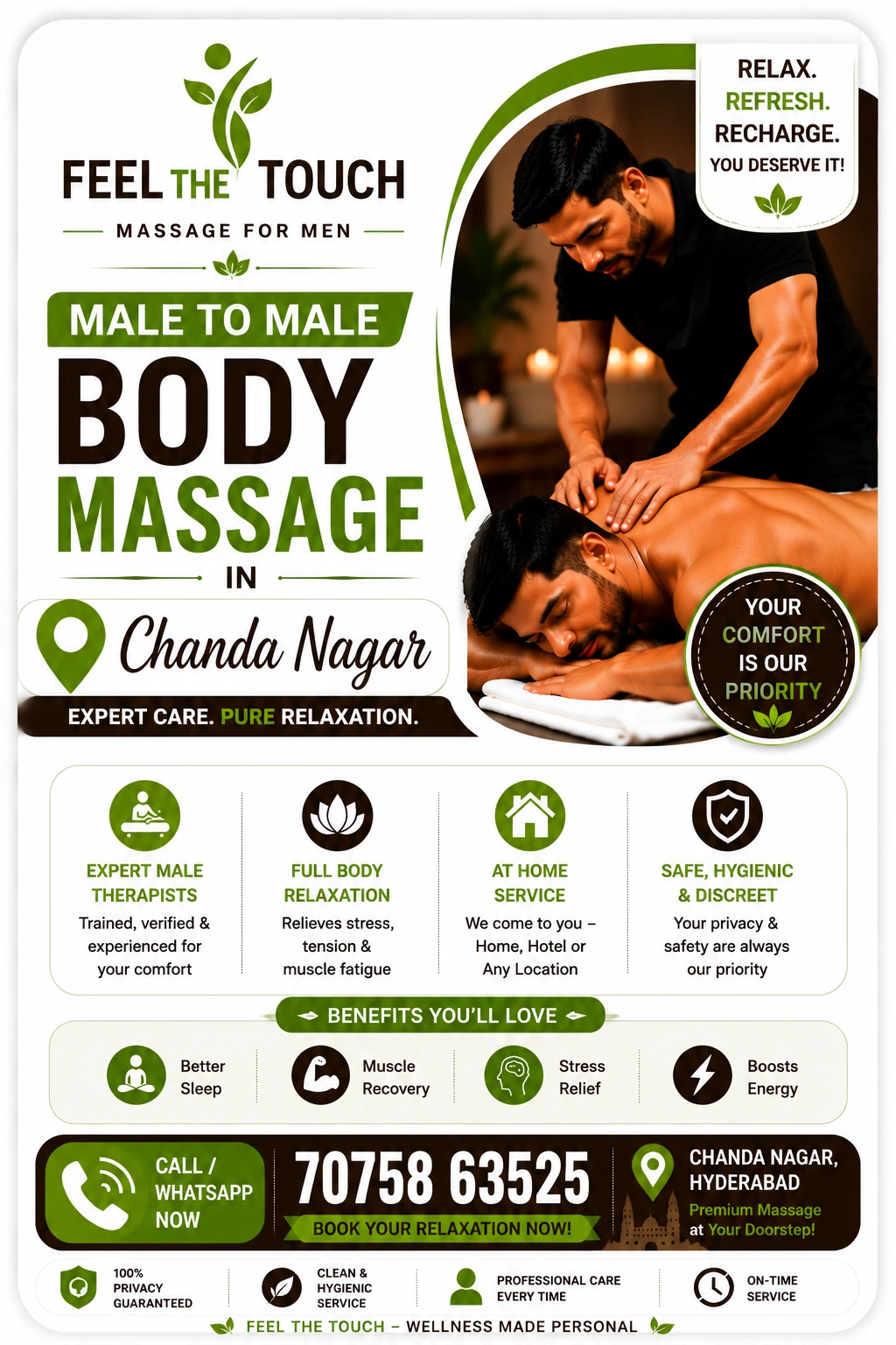 Male to male body massage in Chanda Nagar Hyderabad – FEEL THE TOUCH – 7075863525