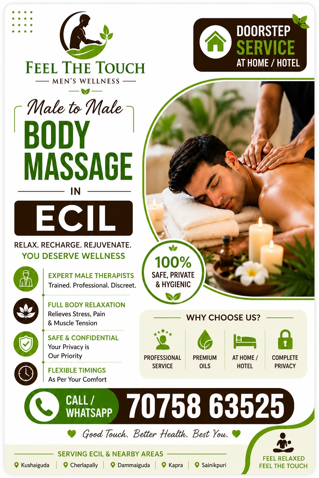 Male to male body massage in ECIL Hyderabad – FEEL THE TOUCH – 7075863525