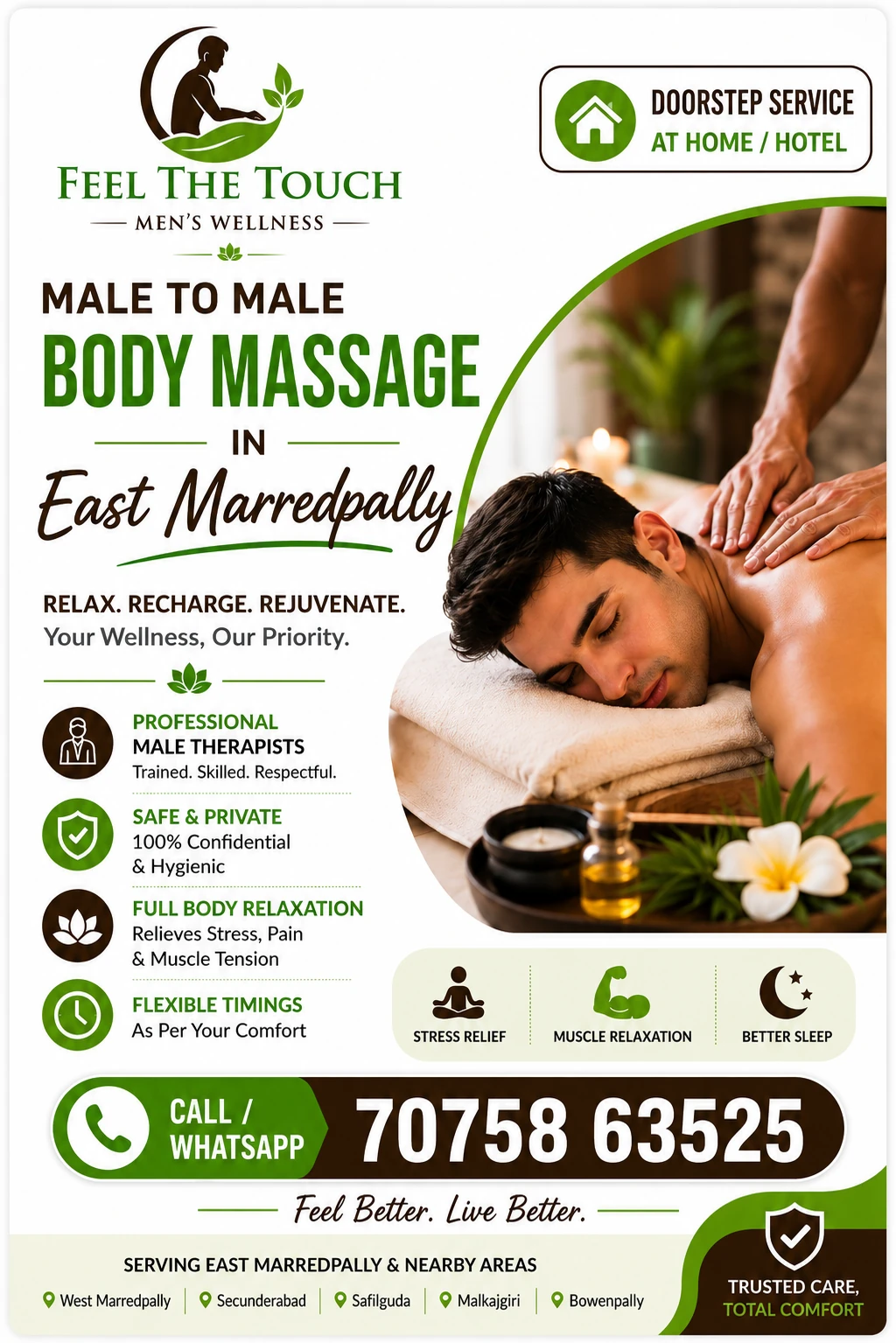 Male to male body massage in East Marredpally Hyderabad – FEEL THE TOUCH – 7075863525