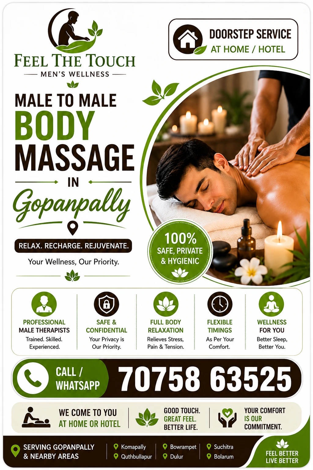 Male to male body massage in Gopanpally Hyderabad – FEEL THE TOUCH – 7075863525