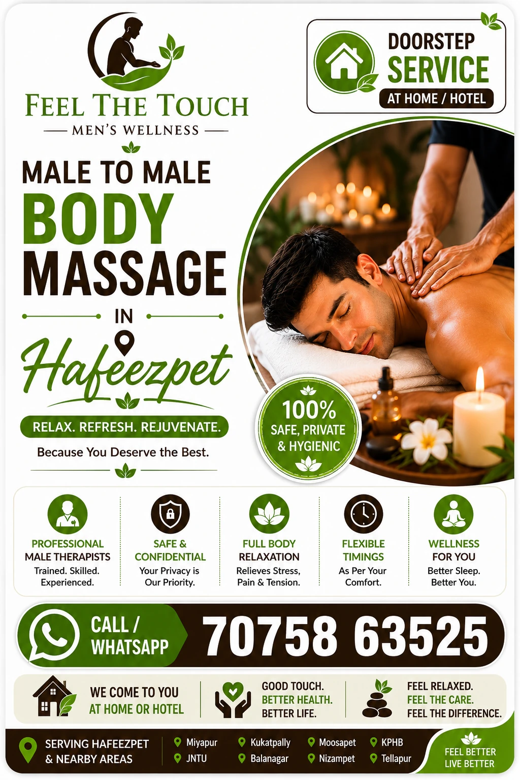 Male to male body massage in Hafeezpet Hyderabad – FEEL THE TOUCH – 7075863525