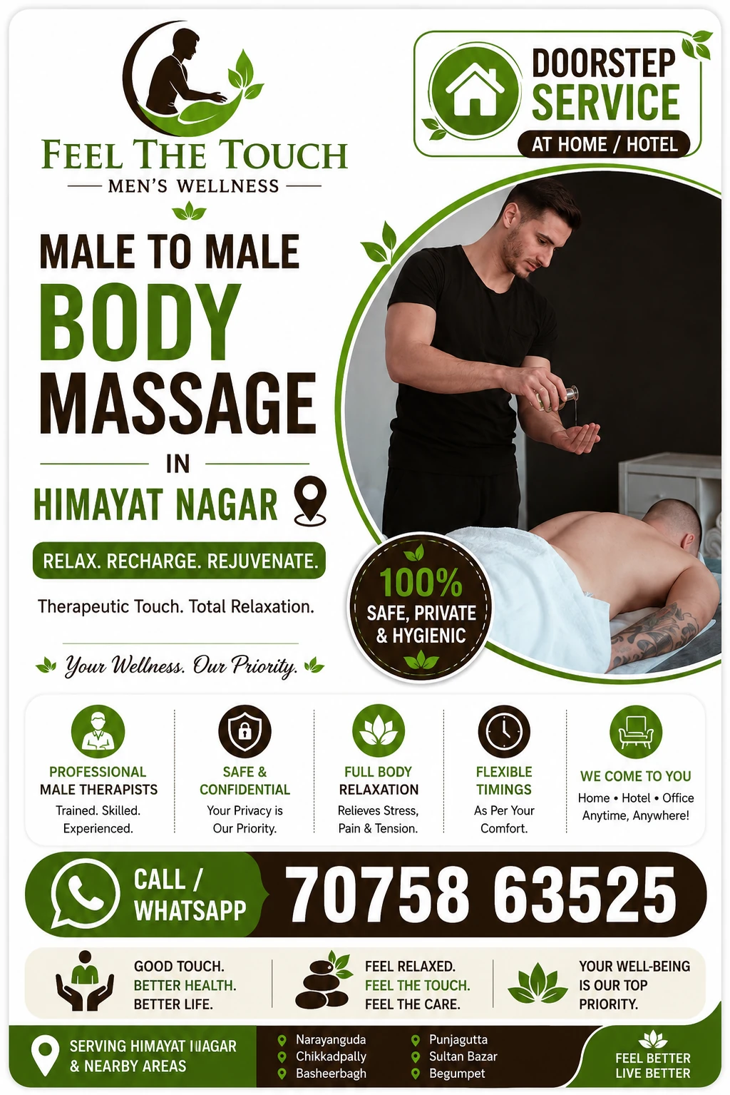 Male to male body massage in Himayat Nagar Hyderabad – FEEL THE TOUCH – 7075863525
