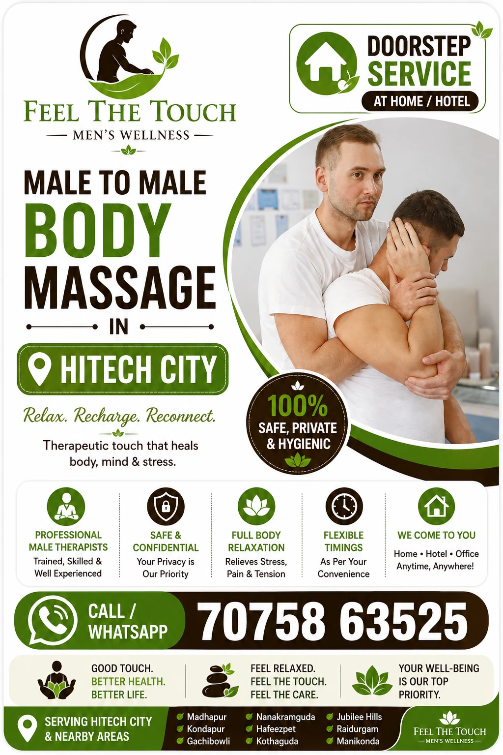 Male to male body massage in Hitech City Hyderabad – FEEL THE TOUCH – 7075863525
