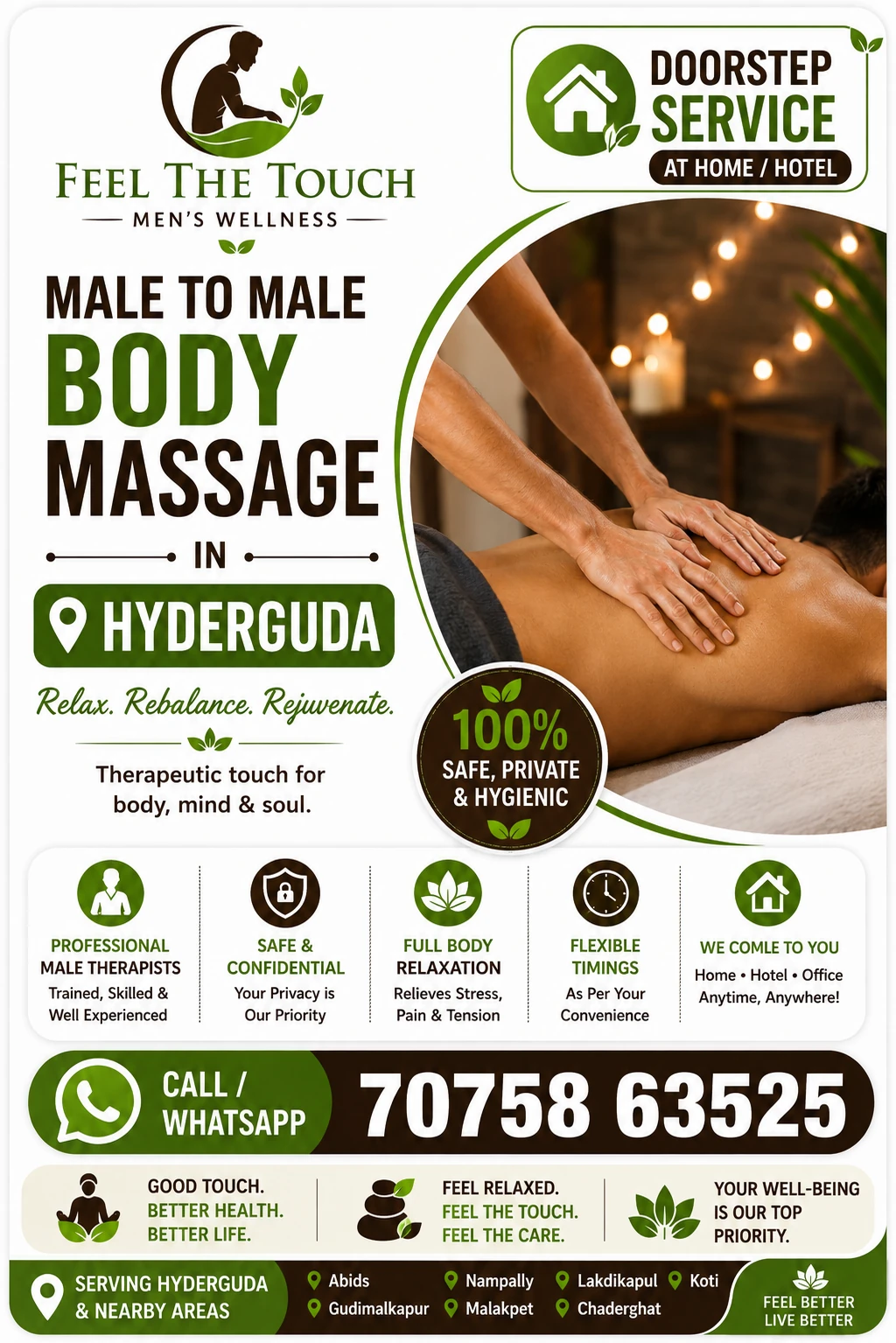 Male to male body massage in Hyderguda Hyderabad – FEEL THE TOUCH – 7075863525