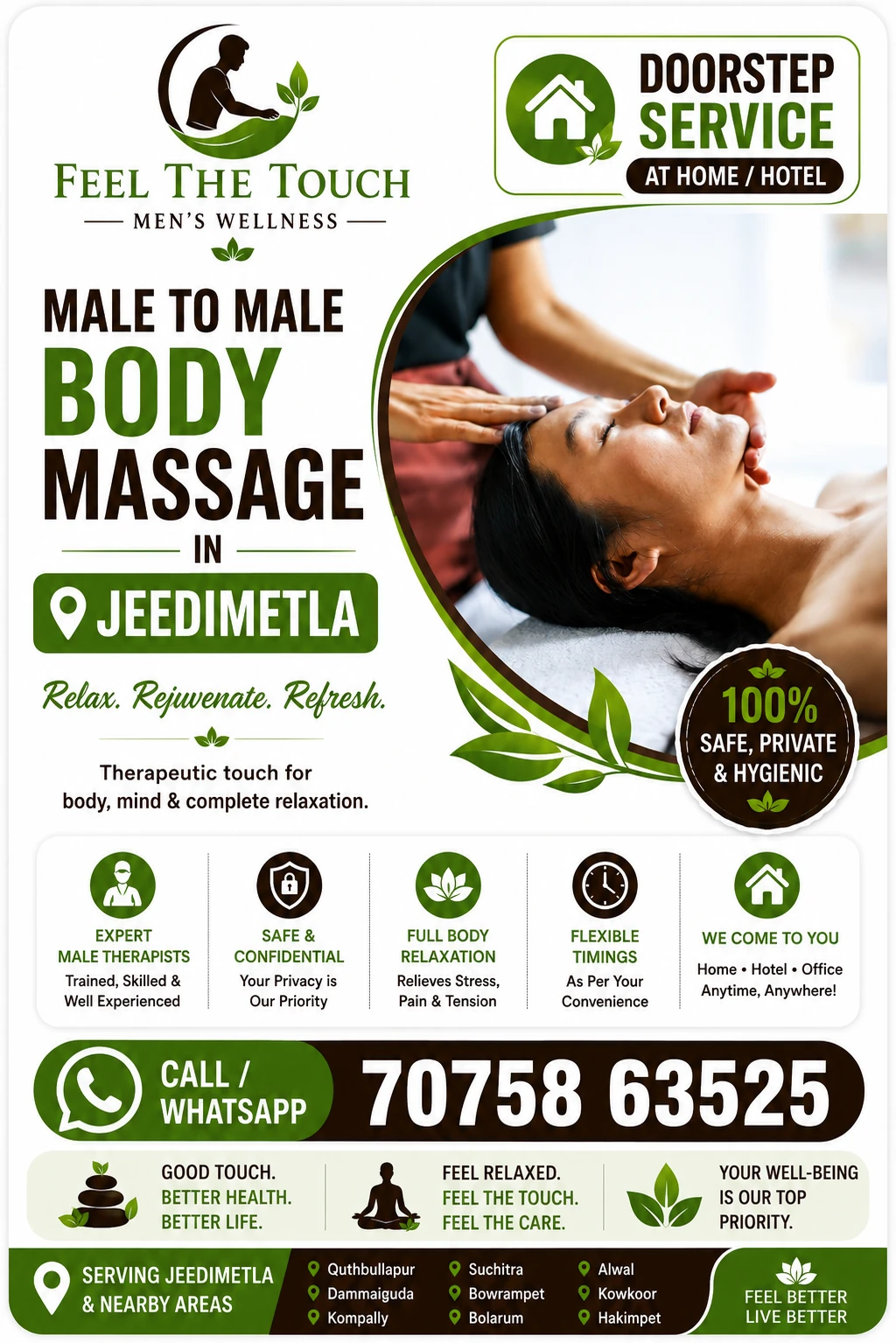 Male to male body massage in Jeedimetla Hyderabad – FEEL THE TOUCH – 7075863525