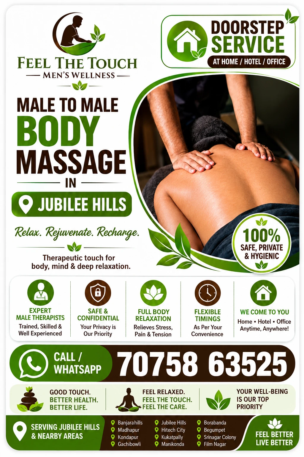 Male to male body massage in Jubilee Hills Hyderabad – FEEL THE TOUCH – 7075863525