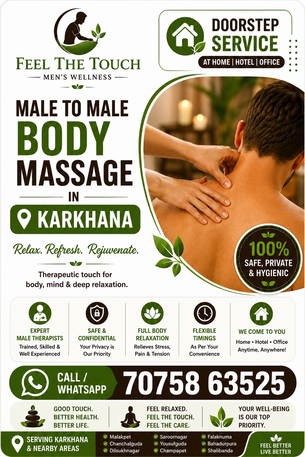 Male to male body massage in Karkhana Hyderabad – FEEL THE TOUCH – 7075863525