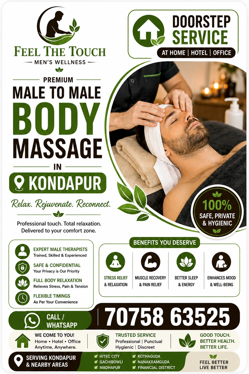 Male to male body massage in Kondapur Hyderabad – FEEL THE TOUCH – 7075863525