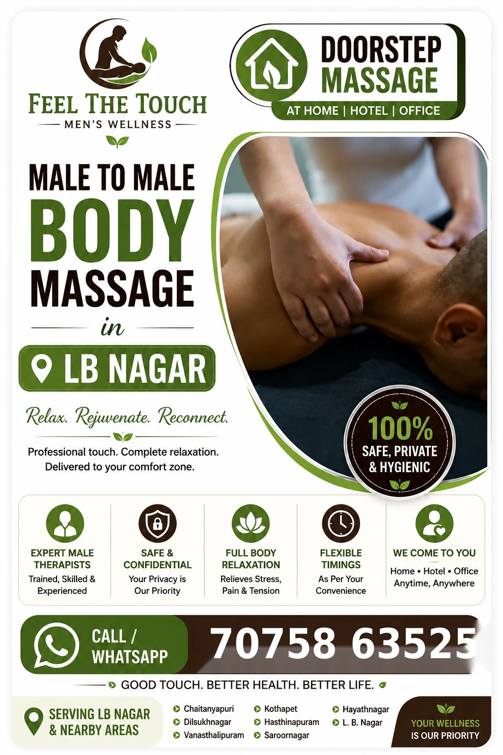 Male to male body massage in LB Nagar Hyderabad – FEEL THE TOUCH – 7075863525