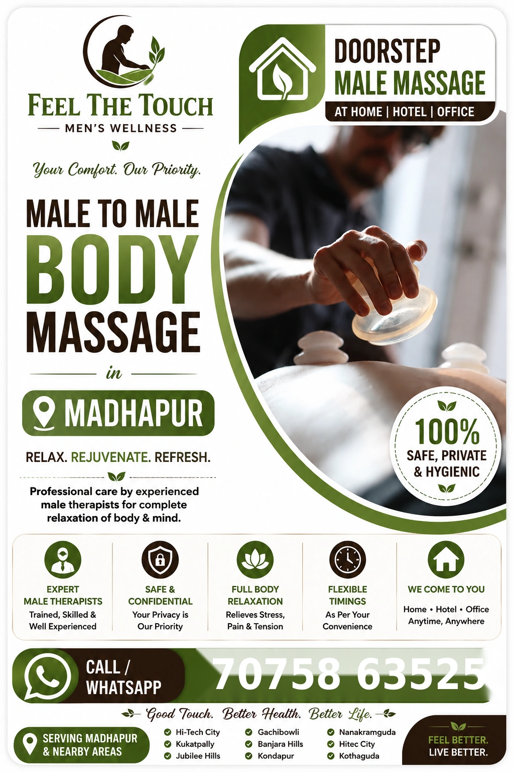 Male to male body massage in Madhapur Hyderabad – FEEL THE TOUCH – 7075863525