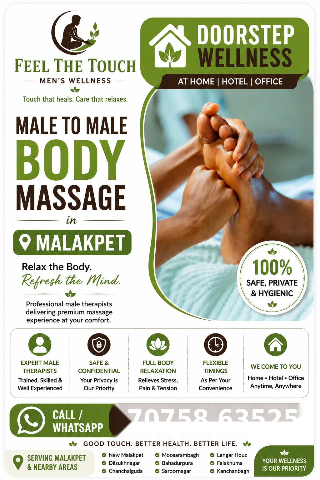 Male to male body massage in Malakpet Hyderabad – FEEL THE TOUCH – 7075863525