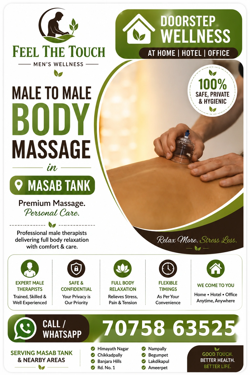 Male to male body massage in Masab Tank Hyderabad – FEEL THE TOUCH – 7075863525