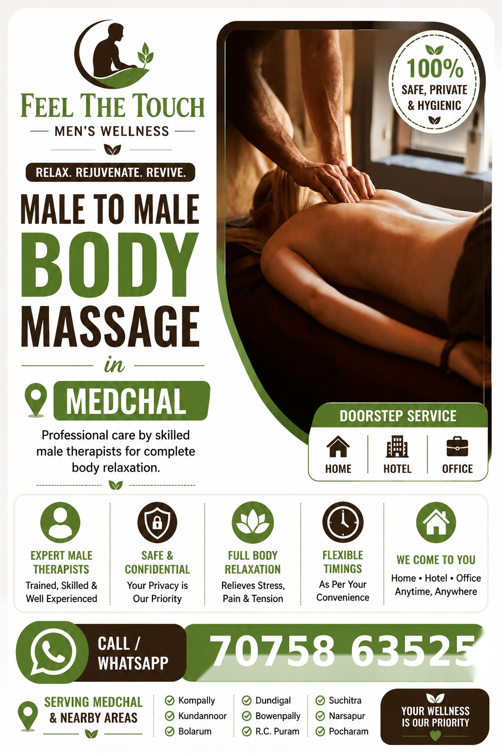 Male to male body massage in Medchal Hyderabad – FEEL THE TOUCH – 7075863525