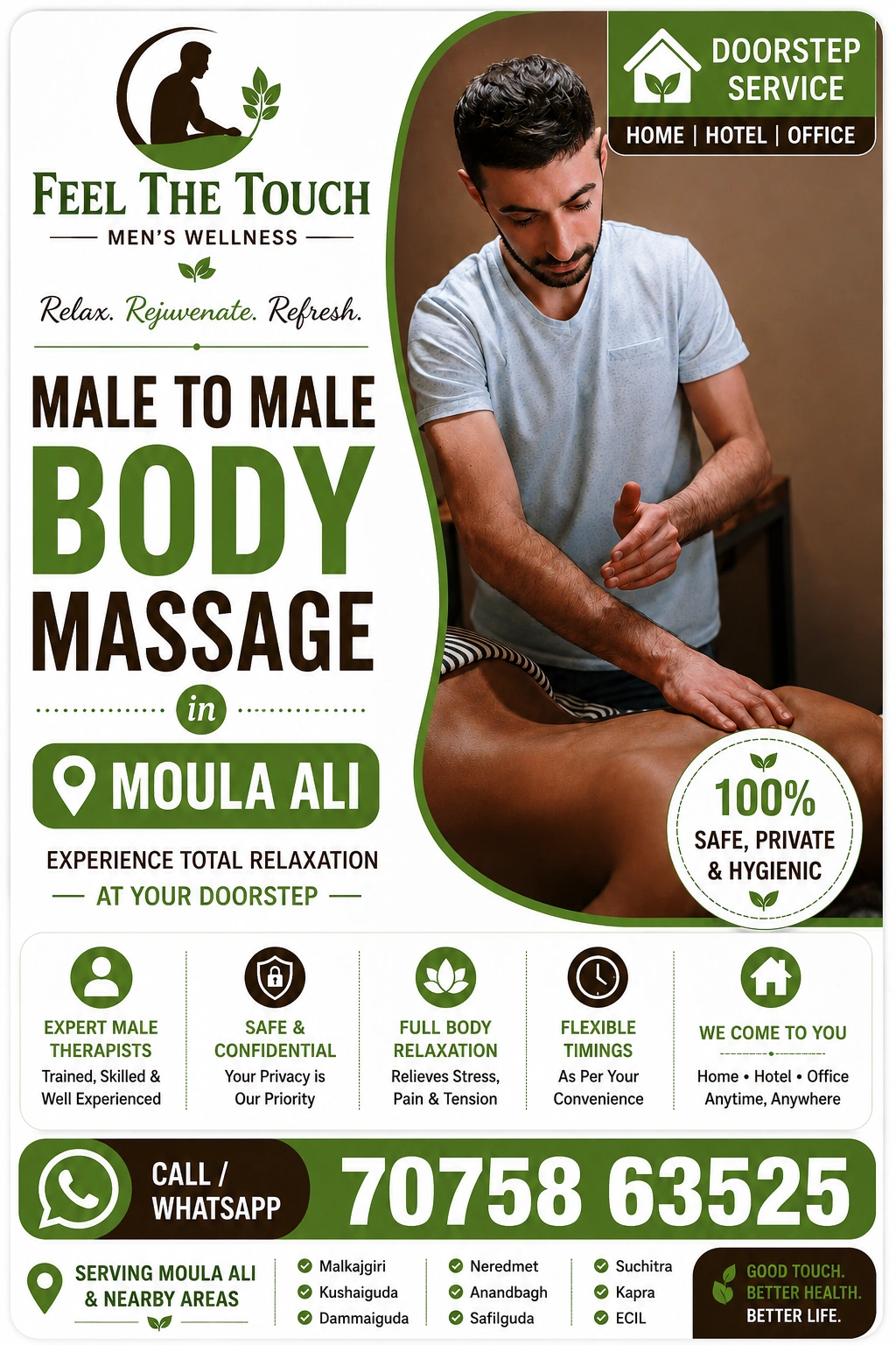 Male to male body massage in Moula Ali Hyderabad – FEEL THE TOUCH – 7075863525