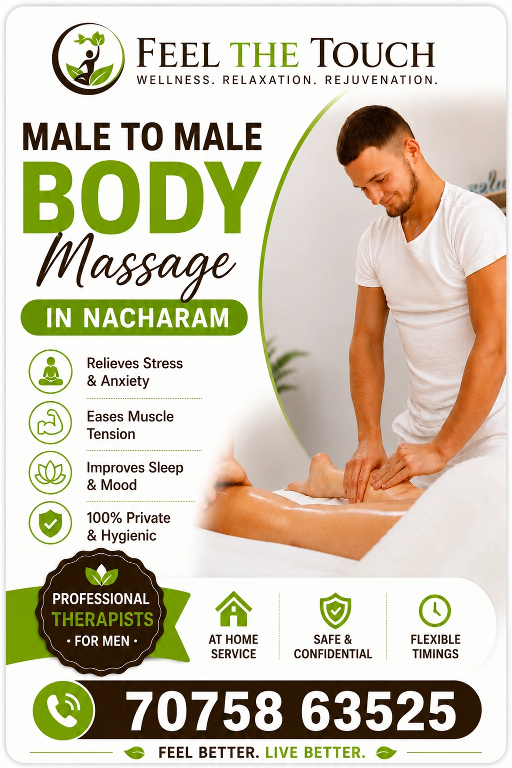 Male to male body massage in Nacharam Hyderabad – FEEL THE TOUCH – 7075863525