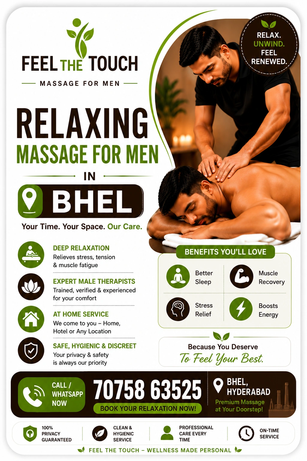 Relaxing massage for men in BHEL Hyderabad – FEEL THE TOUCH – 7075863525